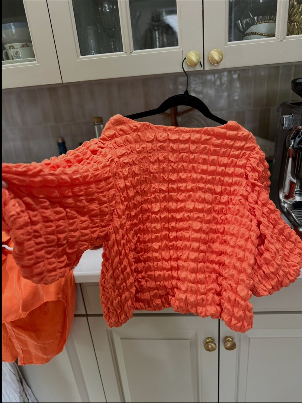 Orange Textured Ruffle Knit Blouse - Picture 4 of 4